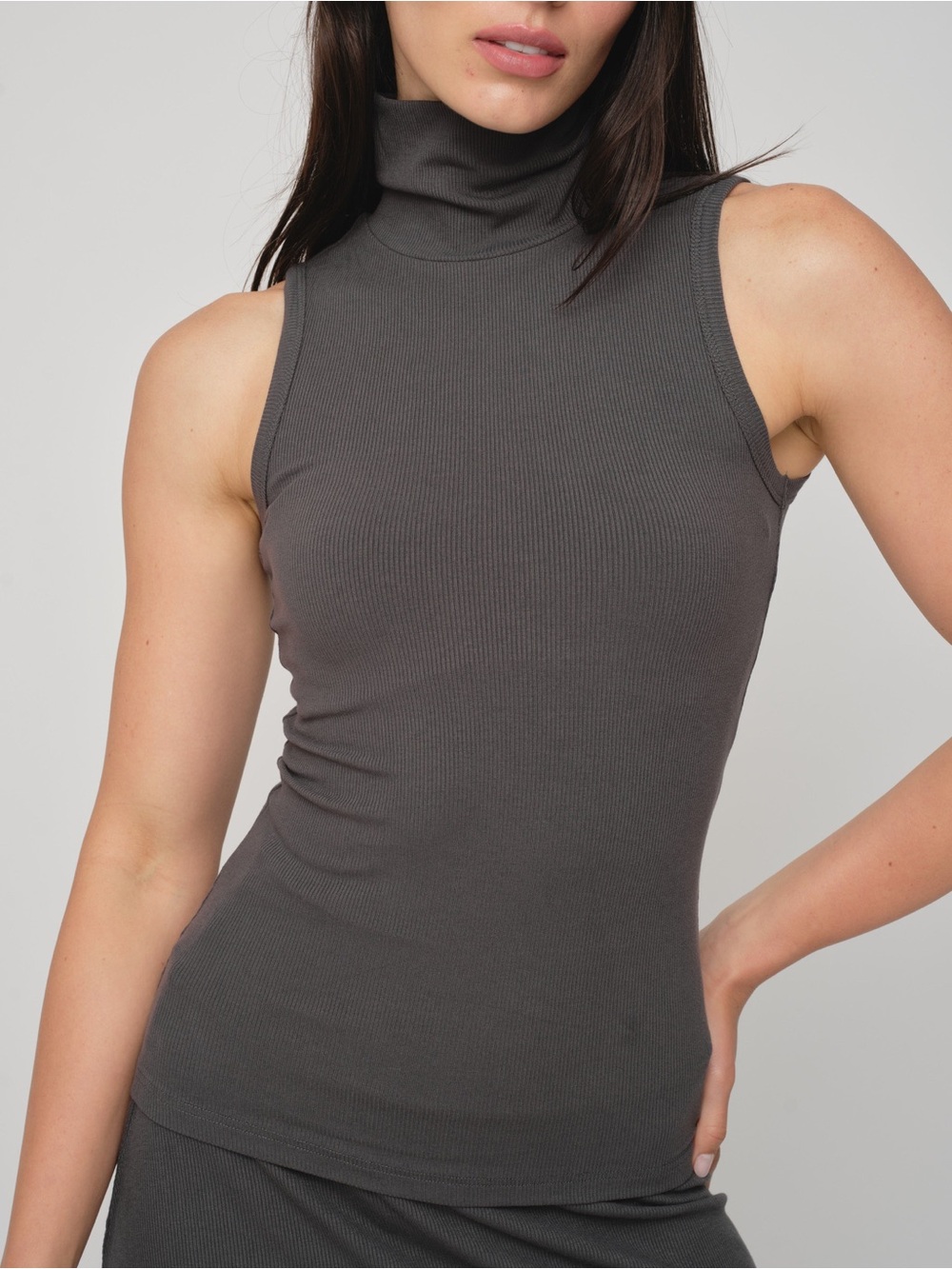 NWT Basic Soft Rib Mockneck Tank Top
